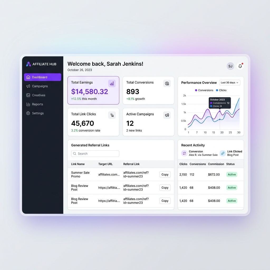 Affiliate Dashboard Mockup