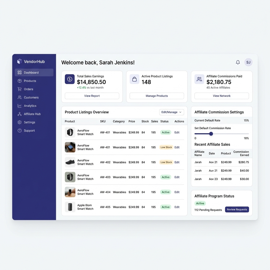 Vendor Dashboard Mockup